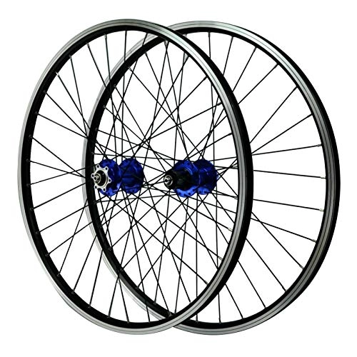 Mountain Bike Wheel : ZNND 26in Cycling Wheels, Front 2 Rear 4 Bearing Disc Brake V Brake 7-11 Speed Flywheel Mountain Bike Wheels (Color : Blue)