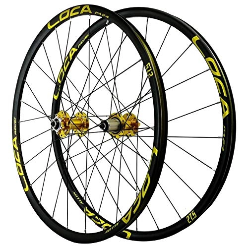 Mountain Bike Wheel : ZNND Bicycle Wheelset, 26 / 27.5 / 29in Double Wall Disc Brake Mountain Cycling Wheels 7 / 8 / 9 / 10 / 11 / 12 Speed (Color : Yellow, Size : 26in)