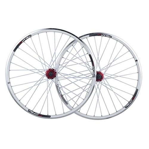 Mountain Bike Wheel : ZNND Bike Wheelset 26, Double Wall MTB Mountain Bike Sealed Bearings Hub V-Brake Hybrid / Disc Brake 9 / 10 / 11 Speed (Color : White, Size : 26inch)