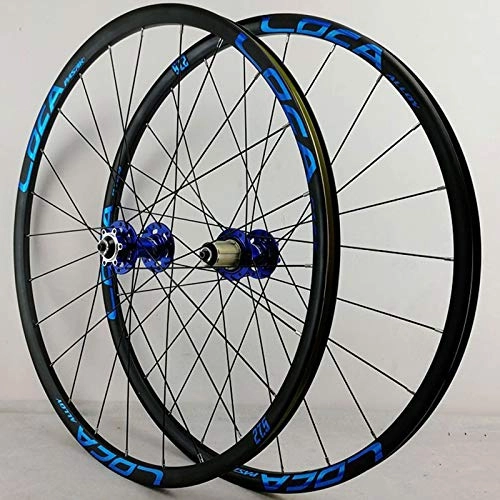Mountain Bike Wheel : ZNND Mountain Bike Wheelset 26 27.5 29 Inch MTB Double Layer Rim Disc Brake Bicycle Front Rear Wheel Set QR 7 / 8 / 9 / 10 / 11 / 12 / Speed (Color : Blue Hub blue label, Size : 29inch)