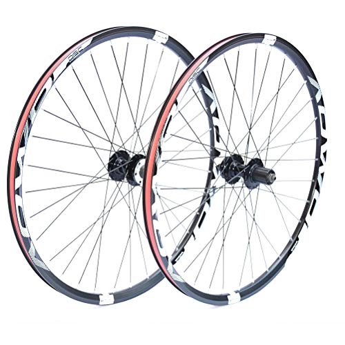 Mountain Bike Wheel : ZNND Mountain Bike Wheelset 26 / 27.5 / 29 Inches Double Layer Alloy Rim 8 9 10 Speed Cassette Hubs Ball Bearing Disc Brake QR (Color : White, Size : 27.5in)