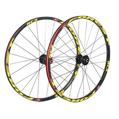 Mountain Bike Wheel : ZNND Mountain Bike Wheelset 26 / 27.5 Inch Disc Brake Bicycle Wheel Double Wall Alloy Rim Sealed Bearing Disc Brake QR 8-11 Speed (Color : Green, Size : 26in)