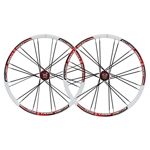 Mountain Bike Wheel : ZNND Mountain Bike Wheelset 26 MTB Double Walled Alloy Rim Disc Brake Bicycle Wheels 24H QR 8-10 Speed Sealed Bearing Cassette Hubs (Color : E)