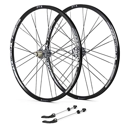 Mountain Bike Wheel : ZNND Mountain Bike Wheelset, Cycling Wheels Sealed Bearings Hub Quick Release V-Brake 9 / 10 / 11 Speed 100mm 28 Hole Black (Color : A, Size : 27.5inch)