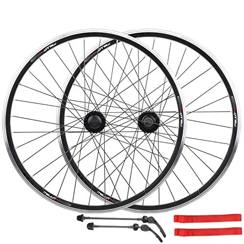Mountain Bike Wheel : ZNND MTB Bicycle Wheelset 26 Inch Mountain Bike Wheel Double Layer Alloy Rim Sealed Bearing 7-11 Speed Cassette Hub QR Disc Brake (Color : White)