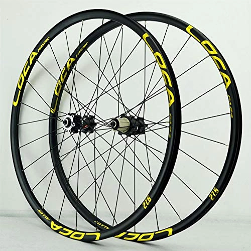 Mountain Bike Wheel : ZNND MTB Bike Wheelset 26 / 27.5 / 29 Inch Mountain Bicycle Wheel Set Quick Release Straight Pull 4 Palin Disc Brake Rim Six Claw 8-12 Speed Cassette Hub (Color : Black Hub gold label, Size : 26in)