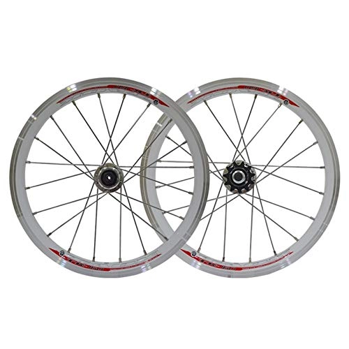 Mountain Bike Wheel : ZNND MTB Mountain Bike Wheel 16in Aluminum Alloy Bicycle Wheel Set Folding Bike Wheel Quick Release Alloy Rim 20H 11 Speed (Color : C)