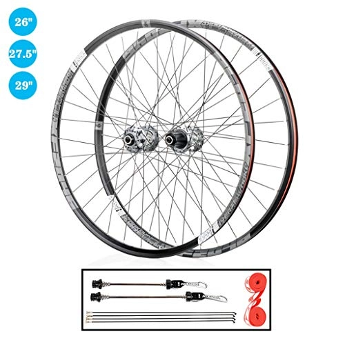 Mountain Bike Wheel : ZNND QR 26" 27.5" 29" Bike Wheel Mountain Cycling Wheelset Double Wall Alloy Rim Disc Brake Hub for 8-12 Speed Cassette Gray (Size : 26")