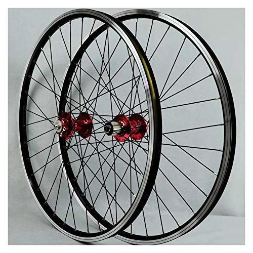 Mountain Bike Wheel : ZNND Wheelset 26 Inch Mountain Bike Double Wall Alloy Rim Disc / V-Brake Front 2 Rear 4 Palin Quick Release For 7 / 8 / 9 / 10 / 11 Speed Freewheel Set (Color : A)