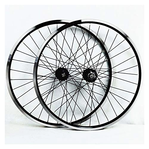 Mountain Bike Wheel : ZNND Wheelset 26 Inch Mountain Bike Double Wall Aluminum Alloy Disc / V-Brake Cycling Bicycle Wheels Front 2 Rear 4 Palin 32 Hole 7-11 Speed Freewheel (Color : B)