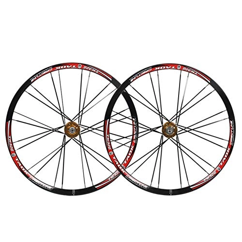 Mountain Bike Wheel : ZNND Wheelset 26 Inch Mountain Bike MTB Wheels Double Wall Alloy Rim Palin Bearing Disc Brake QR 8 9 10 Speed 24 Holes (Color : B)