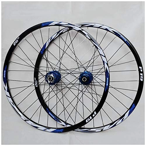 Mountain Bike Wheel : ZPPZYE 26" 27.5 inch MTB Bicycle Wheelset Double Wall Alloy Bike Wheel 29er Hybrid / Mountain Rim Compatible 7 / 8 / 9 / 10 / 11 Speed (Color : Blue, Size : 29 inch)
