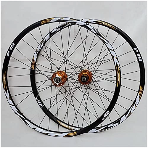 Mountain Bike Wheel : ZPPZYE 26 Inch 27.5”29 Er Bicycle Wheelset, Double Wall Aluminum Alloy Mountain Bike Wheels Sealed Bearings Hub 12 Speed Wheels (Color : Gold, Size : 26 inch)