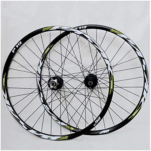 Mountain Bike Wheel : ZPPZYE MTB Downhill Wheelset 26 / 27.5 / 29 inch Double Wall Aluminum Alloy Bicycle Wheel Rim Hybrid / Mountain for 7 / 8 / 9 / 10 / 11 Speed (Color : Green, Size : 26 inch)