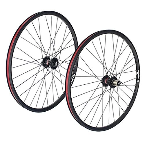 Mountain Bike Wheel : ZWB 26 / 27.5 / 29 Inch Mountain Bike Wheel Set, Hybrid MTB Bike Wheels Double Wall Disc Brake Alloy Quick Release 24H 7 / 8 / 9 / 10 Speed Flywheel (Color : Black Wheel set, Size : 27.5in)