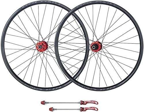 Mountain Bike Wheel : ZXTING MTB Bicycle Wheelset 26 27.5 29 In Mountain Bike Wheel Double Layer Alloy Rim Sealed Bearing 8-11 Speed Cassette Hub Disc Brake (Color : Red, Size : 27.5inch)