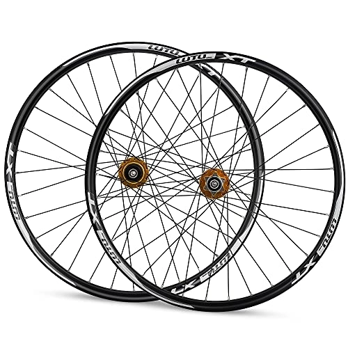 Mountain Bike Wheel : ZYHDDYJ Bicycle Wheelset 26 Inch MTB Bike Wheelset Aluminum Alloy Disc Brake Quick Release Mountain Cycling Wheels For 7 / 8 / 9 / 10 / 11 Speed Double Layer Alloy Rim Sealed Bearing (Color : Black hub)