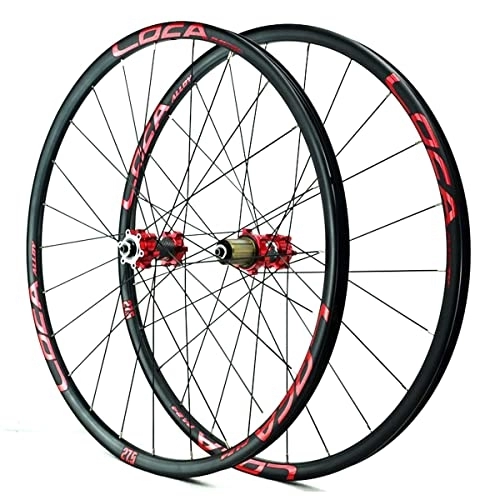 Mountain Bike Wheel : ZYHDDYJ Bicycle Wheelset MTB Bicycle Wheelset 26 27.5 29 Inch Aluminum Alloy Disc Brake Mountain Bike Wheel Set Quick Release 24 Holes For 12 Speed (Color : Red, Size : 29.5INCH)