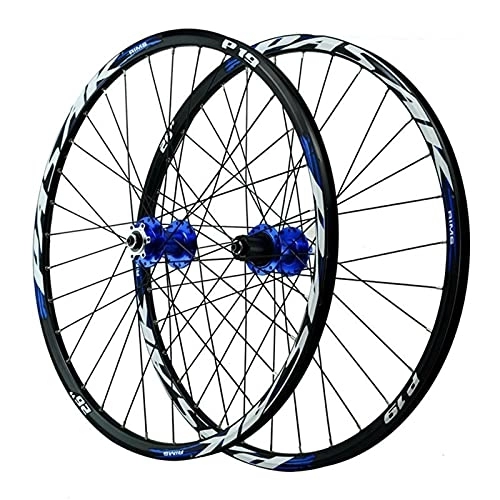 Mountain Bike Wheel : ZYHDDYJ Bicycle Wheelset MTB Wheelset 26 / 27.5 / 29 Inch Disc Brake Mountain Cycling Wheels Quick Release Aluminum Alloy Rim 32 Holes 7 / 8 / 9 / 10 / 11 / 12 Speed Cassette (Color : Blue, Size : 27.5inch)