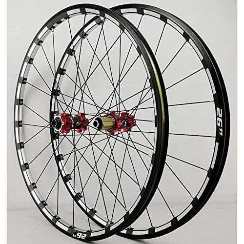 Mountain Bike Wheel : ZYHDDYJ Bicycle Wheelset Thru Axle Wheelset 26 / 27.5 Inch Bike Wheel Set Mountain 4 Palin Disc Brake Double Wall Alloy Rim CNC Front Rear for 7 / 8 / 9 / 10 / 11 / 12 Speed (Color : Red Hub, Size : 27.5inch)