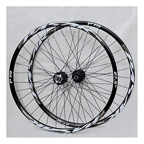Mountain Bike Wheel : Zyy Disc Brake mountain bicycle wheels 26'' 27.5" 29" Alloy Rim Cassette Hub Sealed Bearing QR MTB Bike Wheelset 32Holes 7-11 Speed (Color : Black, Size : 27.5inch)