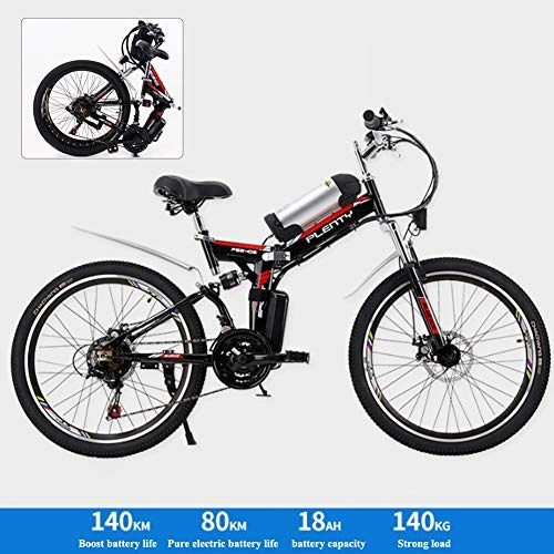 Vélo de montagne électrique pliant : 24 '' Electric Mountain Bike Ville Commuer Vélo Électrique avec Grande Amovible Capacité De La Batterie (48V 384Wh), Vélo Électrique Shimano 21 Speed ​​Gear, Spoke Wheel