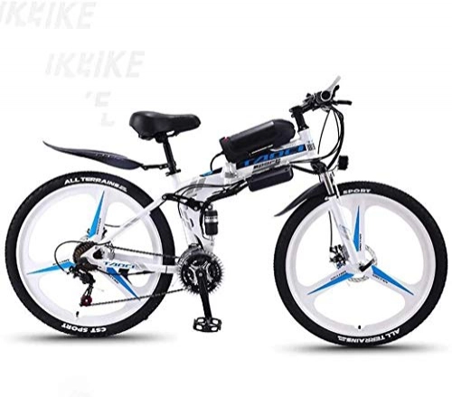 Vélo de montagne électrique pliant : Aoyo Smart Montagne Vélo électrique, 26" VTT for Adultes, Tout-Terrain Bicycles 27 Vitesses, 36V 30KM Kilométrage Batterie Pur Amovible au Lithium-ION, (Color : White Blue A2)