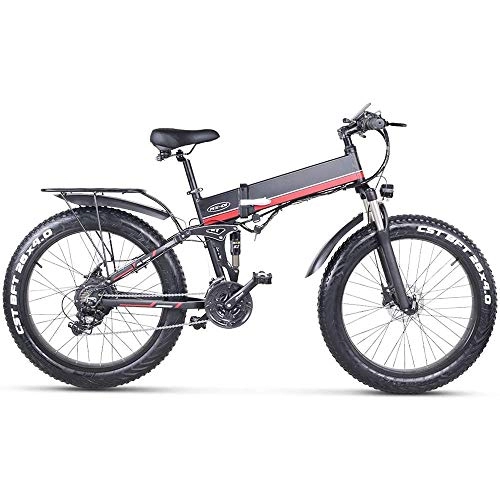 Vélo de montagne électrique pliant : COKECO Vélo Electrique 26" E-Bike - VTT Pliant 1000W 12.8Ah Batterie au Lithium de Grande Capacité 21-Speed Folding Electric Moped 4.0 Fat Tire Electric Snow Mountain Bike Lithium Battery