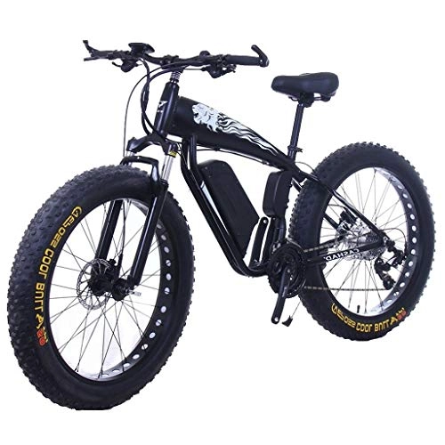 Vélo de montagne électrique pliant : Fat Tire Vélo électrique 48V 10Ah Batterie au lithium avec le système d'absorption des chocs 26inch 21speed adultes Snow Mountain vélos électriques Freins à disques ( Color : 15Ah , Size : Black )