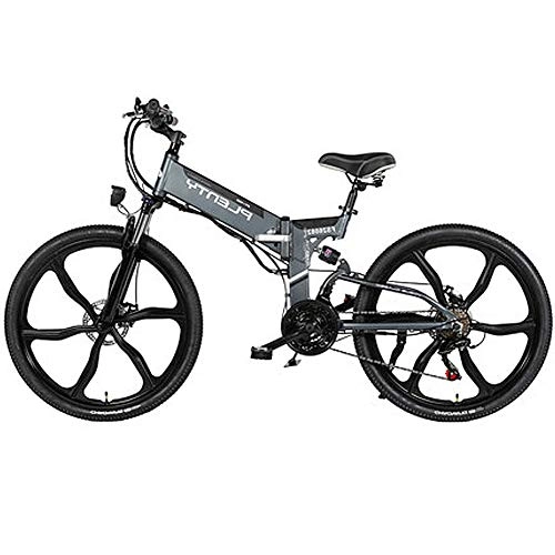Vélo de montagne électrique pliant : HAOYF Vélos Électriques Pliable pour Adultes, Vélos Montagne Électriques en Alliage De Magnésium, 24" / 26" 48V 480W Batterie Au Lithium-ION Amovible, pour Le Cyclisme en Plein Air, Gris, 24"