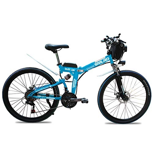 Vélo de montagne électrique pliant : HJCC Vélo Électrique, Vélo Électrique Pliant 350W 36V avec Écran LCD, VTT Électrique Adapté Aux Adultes, Bleu