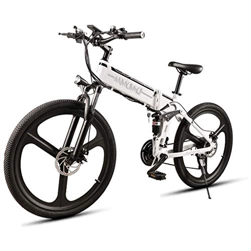Vélo de montagne électrique pliant : HOME-MJJ Vélo électrique VTT 26 Pouces E-vélo électrique vélo Pliant vélo 21 Vitesses Dérailleur 350W 48V 10.4AH Amovible Batterie 25-35km / h