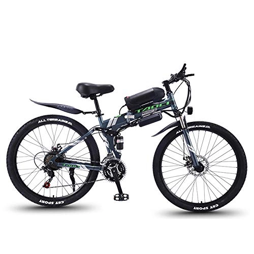 Vélo de montagne électrique pliant : Knewss Vélo à Batterie au Lithium 26 Pouces 21 Vitesses Long Endurance Assist Mountain Bike 36V vélo Pliant électrique-Roue à Rayons Gris 13AH