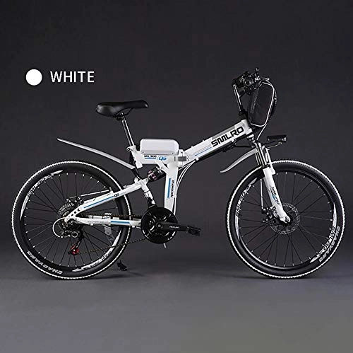 Vélo de montagne électrique pliant : LOO LA Vélo Electrique 26" E-Bike, VTT Pliant 36V 350W 8ah Batterie au Lithium de Grande Capacité - Ville léger Vélo, 7 Vitesses Frein à Disque électronique, Blanc