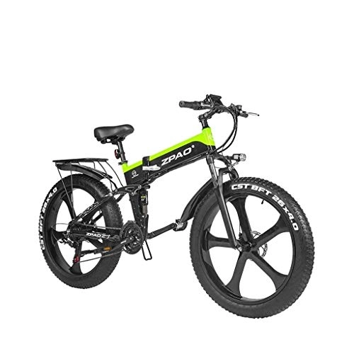 Vélo de montagne électrique pliant : LZMXMYS Vlo lectrique, vlo lectrique 1000W 48V Pliable Mountain Bike avec Fat Tire Pedal E-Bike Assist Frein Disque hydraulique (Color : Green)