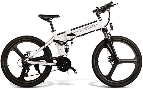 Vélo de montagne électrique pliant : Noacog Vélo de Montagne Electrique Pliant Portable avec Moteur sans Balais 48 V 26 Pouces 350 W, pour Extérieur - Blanc