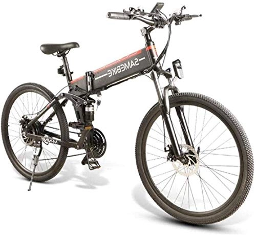 Vélo de montagne électrique pliant : QZ 26 Pouces lectrique Mountain Bikes, 48V Batterie au Lithium en Alliage d'aluminium Adulte lectrique Pliant Vitesse maximale 32KM / H LCD Cristaux liquides Instrument (Color : A)