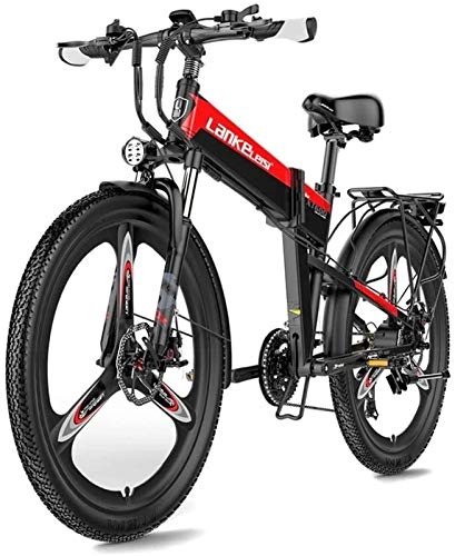 Vélo de montagne électrique pliant : RDJM VTT Electrique, 26 Pouces Pliant vélo électrique 400W 48V 10.4Ah / 12.8Ah Li-ION Rechargeable pédale Assist Avant avec Suspension arrière Adulte électrique Vélos Neige E-Bike