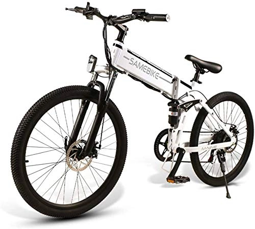 Vélo de montagne électrique pliant : RDJM VTT Electrique Vélo électrique for Les Adultes 26" Pliant E-Bike, E-VTT, E-Mountainbike 48V 350W 10.4Ah VTT 21 décalage de Niveau Assisted (Color : 4.8V / 10.4Ah / White)