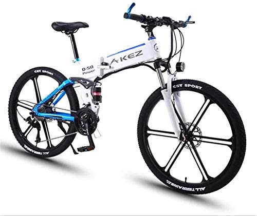 Vélo de montagne électrique pliant : RDJM VTT Electrique, Vélo électrique Pliant en Alliage d'aluminium Lithium électrique VTT 27 Vitesses Dual Shock Absorber Puissance vélo (Color : Blue)