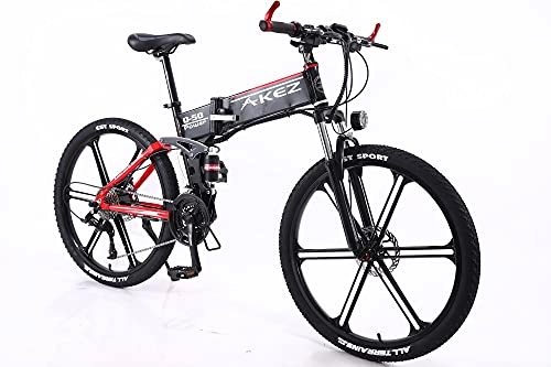 Vélo de montagne électrique pliant : RuBao Vélo électrique pour adulte 27 vitesses, 66 cm une roue pliable à vitesse variable avec batterie au lithium, noir 10 A / 8 A, pour les déplacements, le fitness (taille : 36 V / 350 W / 10 Ah)