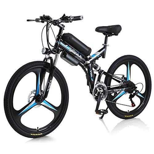 Vélo de montagne électrique pliant : TAOCI Vélo électrique 350W 26'' Urban E-Bike Trekking VTT pour adultes unisexes, Ebike adultes avec batterie amovible 10Ah, vitesses professionnelles 21 vitesses, déplacements quotidiens.