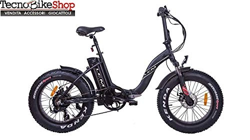 Vélo de montagne électrique pliant : Tecnobike Shop Lem Vélo électrique pliant, avec pneus fatbike, 250 W, 36 V, batterie au lithium, Noir