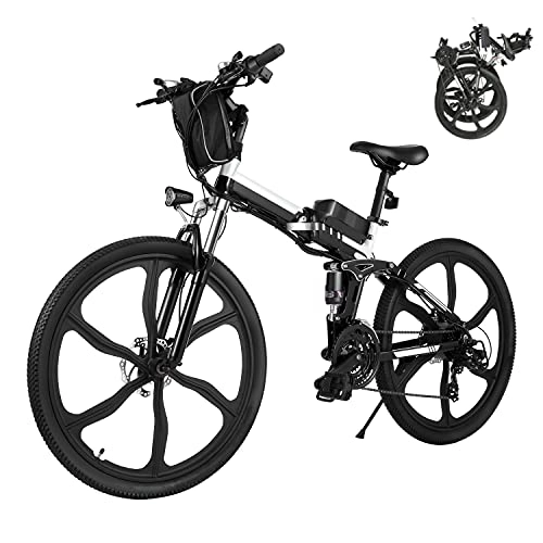 Vélo de montagne électrique pliant : Vélo électrique Pliable, 26 Pouces, vélo électrique 250W avec Batterie Amovible 8Ah, 21 Vitesses Shimano, vélo de Ville pour Hommes et Femmes.