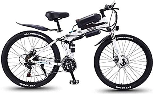 Vélo de montagne électrique pliant : Vélo électrique Pliable, Vélo de neige électrique, bicyclettes électriques pliantes, 26 vélos électriques de montagne avec moteurs électriques 350W, navetteur en acier au carbone haut-disque vélo à do