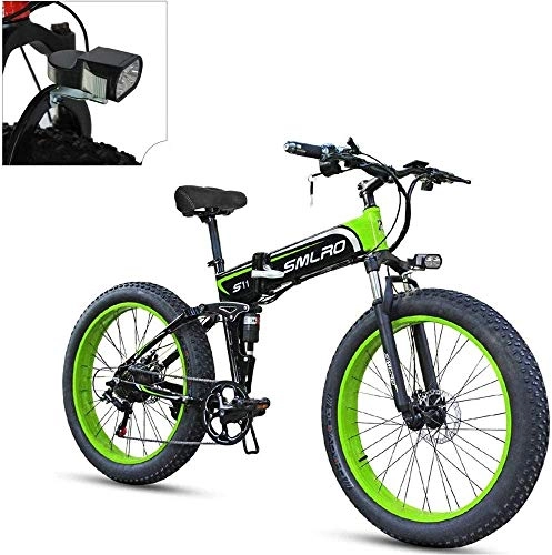 Vélo de montagne électrique pliant : Wlnnes 26''Folding vélo électrique for adultes, ROIS intégré équitation Modes, Vélo électrique / Commute Ebike Fat Tire E-vélo avec moteur 400W, avec le vélo électrique neige 48V 10Ah Batterie Batteri