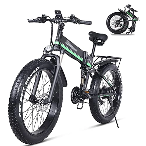 Vélo de montagne électrique pliant : WZW MX01 Pliant Vélo Électrique pour Adultes - 26" 1000W 4.0 Gros Pneu Vélo électrique - 48V / 12.8Ah Amovible Lithium Batterie Montagne Bicyclette