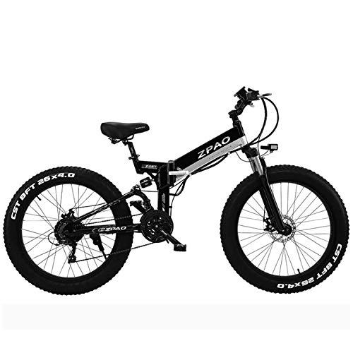 Vélo de montagne électrique pliant : XHCP vlo VTT 26"500W vlo lectrique Pliant, 4.0 Fat Tire Mountain Bike, Guidon rglable, cran LCD avec Prise USB, pdale d'assistance vlo