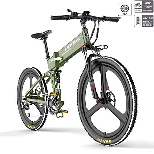 Vélo de montagne électrique pliant : ZHAOSHOP VéLo Electrique 26" E-Bike VTT Pliant 400W 48V10.4AH Batterie VéLo De Montagne éLectrique avec Batterie Lithium-ION à Grande Capacité pour Adulte Femme / Homme, Green