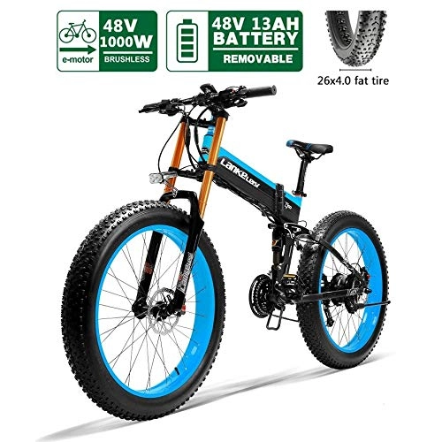 Vélo de montagne électrique pliant : ZHAOSHOP Vélo électrique 26" x4.0'' Fat Tire e-Bike Alliage d'aluminium Pliant vélo électrique Vélo de Montagne Batterie au Lithium Batterie Freins à Disque Hydrauliques pour Femme / Homme, Blue